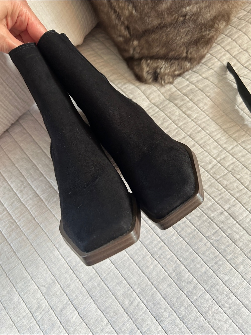 Vince Camuto Ackella Black Suede western Square Toe Bootie 7.5 - Picture 6 of 11